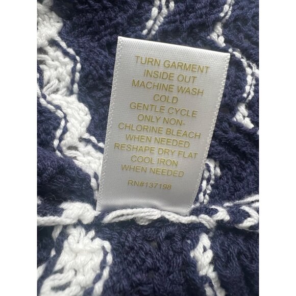 House Of Harlow 1960 Navy & White Cropped Knit Cardigan Sweater Button Front L - Picture 7 of 16